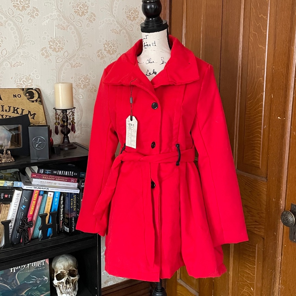 Astor Pl Fit and Flare Rex Pea Coat Pleated